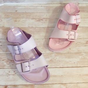 Birkenstock pink & purple dyed. Arizona sandals